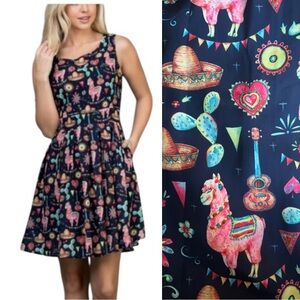 NWOT LA SOUL Llamas Fiesta Sleeveless Dress